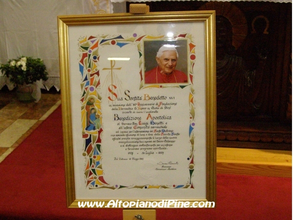 Il quadro della Benedizione Apostalica del Papa Benedetto XVI