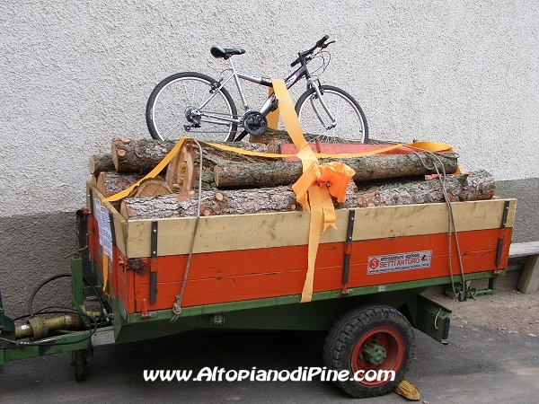 Indovina il peso della legna sul rimorchio e della mountainbike