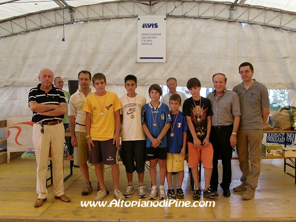 I premiati categoria giovanile della     gara podistica - Sagra Avis di Bedollo 2010