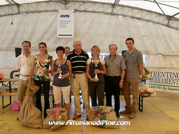 Il podio femminile della    gara podistica - Sagra Avis di Bedollo 2010