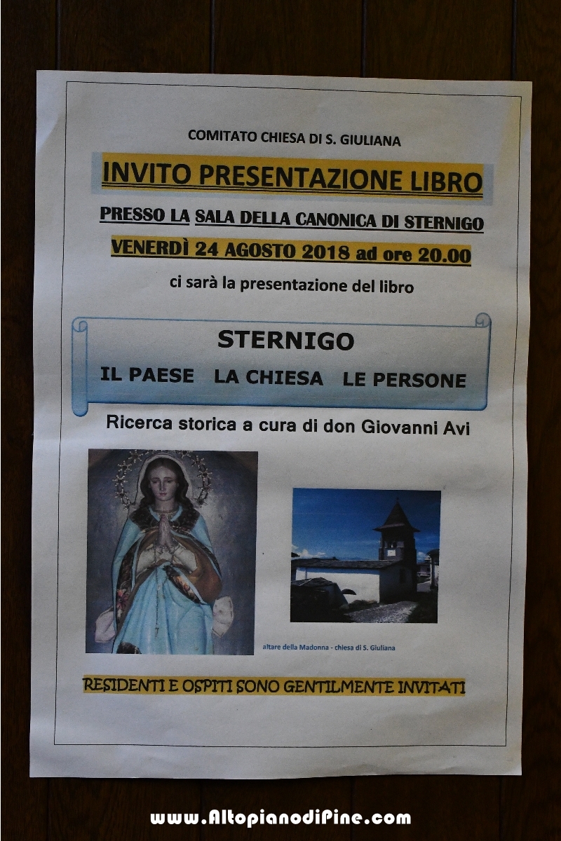 Presentazione del libro Sternigo Il Paese La chiesa Le Persone di don Giovanni Avi